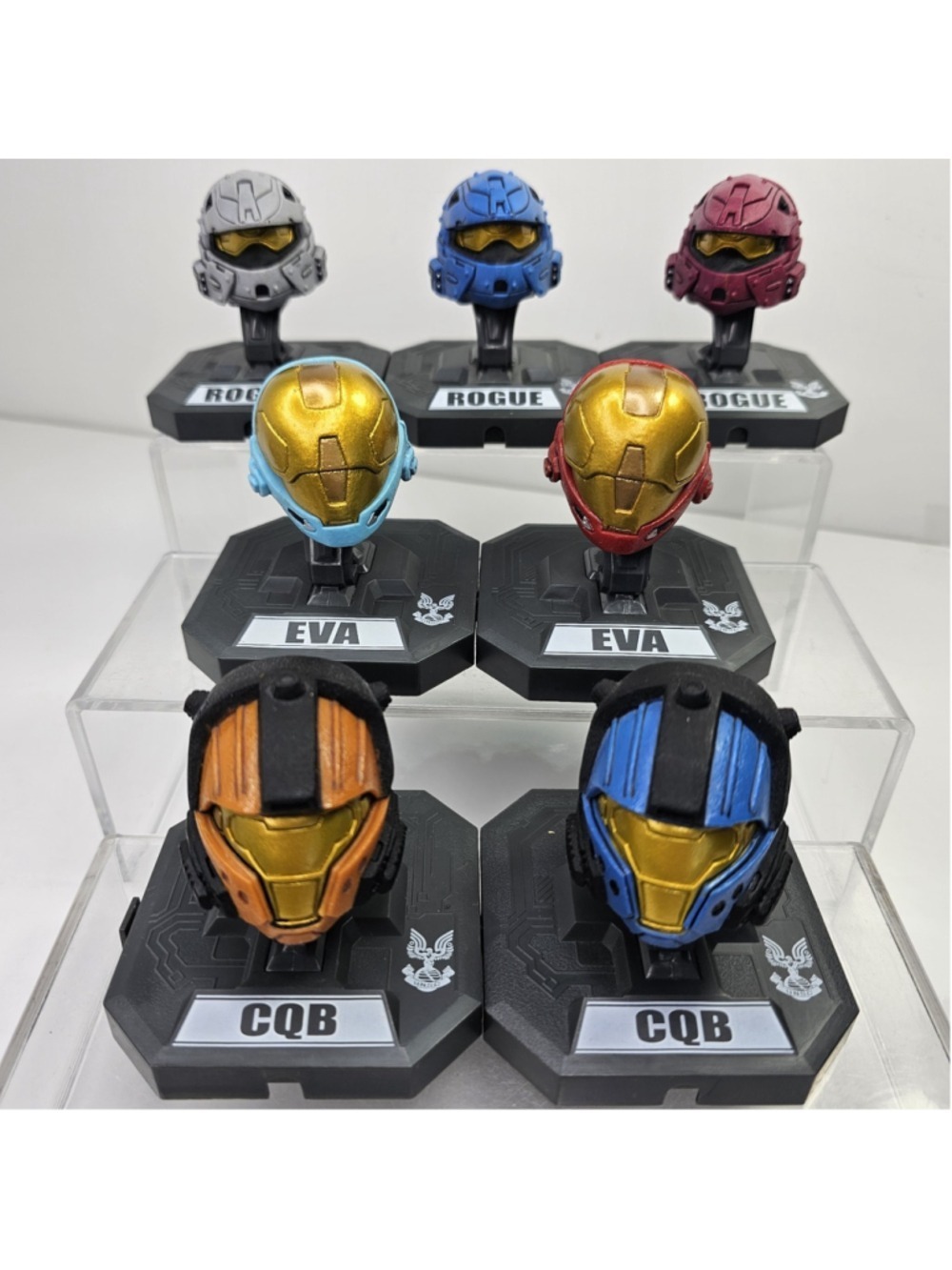Halo 3 Helmet Mini Replica Lot 7pcs EVA CQB Rogue UNSC 2009 Microsoft TMP...